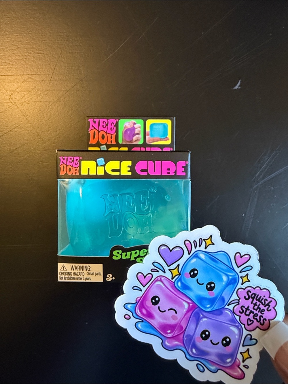 Authentic Needoh Nice Cube Super Solid Squish - Blue (w/ sticker freebie)
